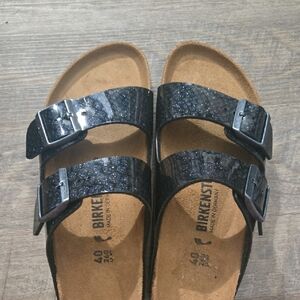 Birkenstock Shiny Black Double-Strap Sandals